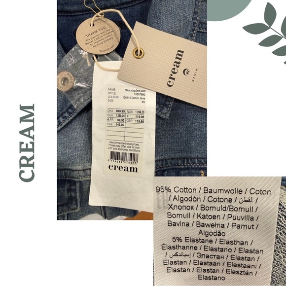 Cream Knit Denim Jacket Blue – Size Extra Small XS - Picture 7 of 7